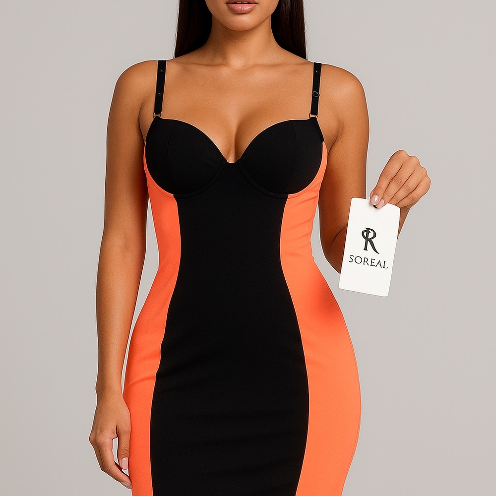 Sorel Women's Black and Orange Mini Dress